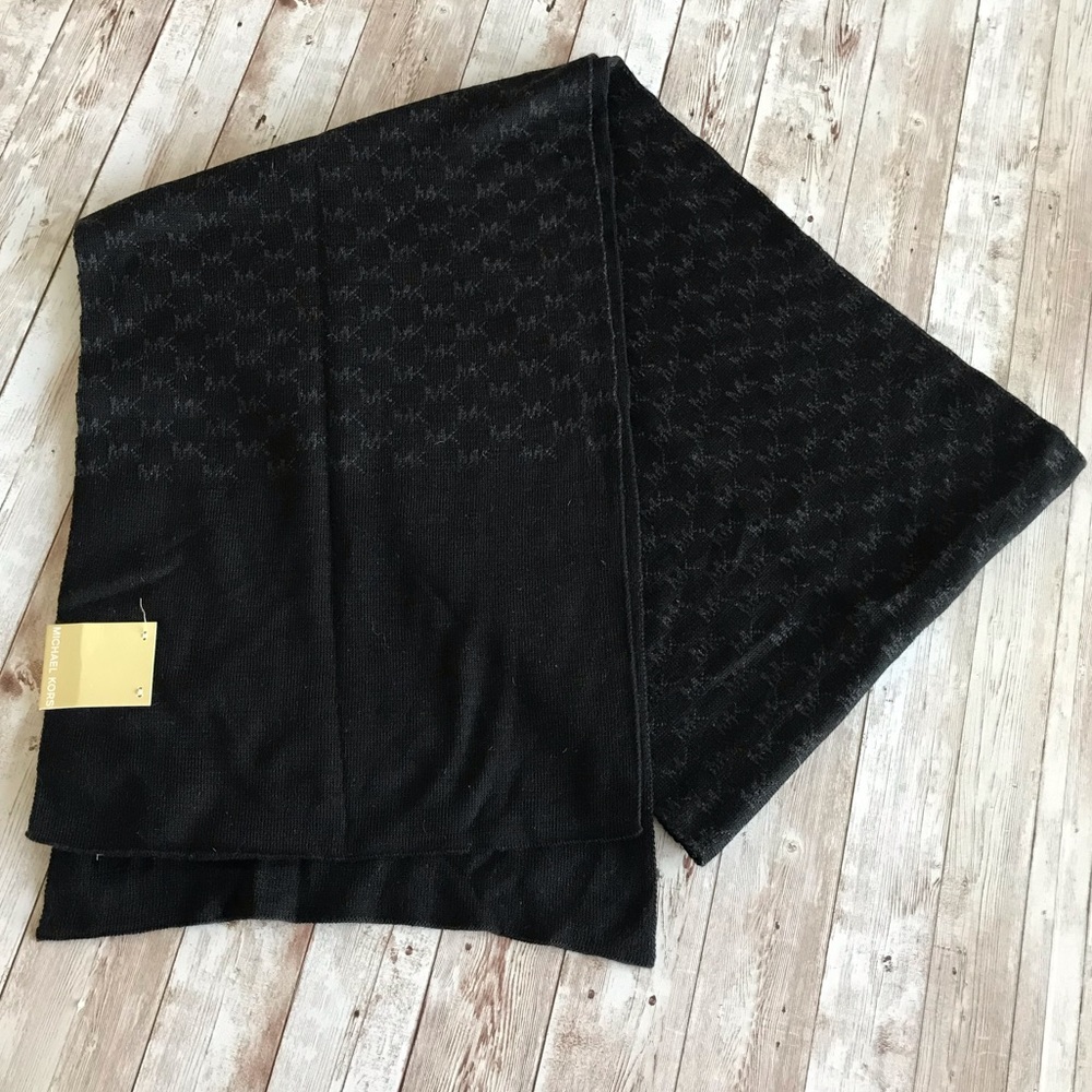 Michael Kors Jacquard Muffler Scarf - Black Repeat Logo